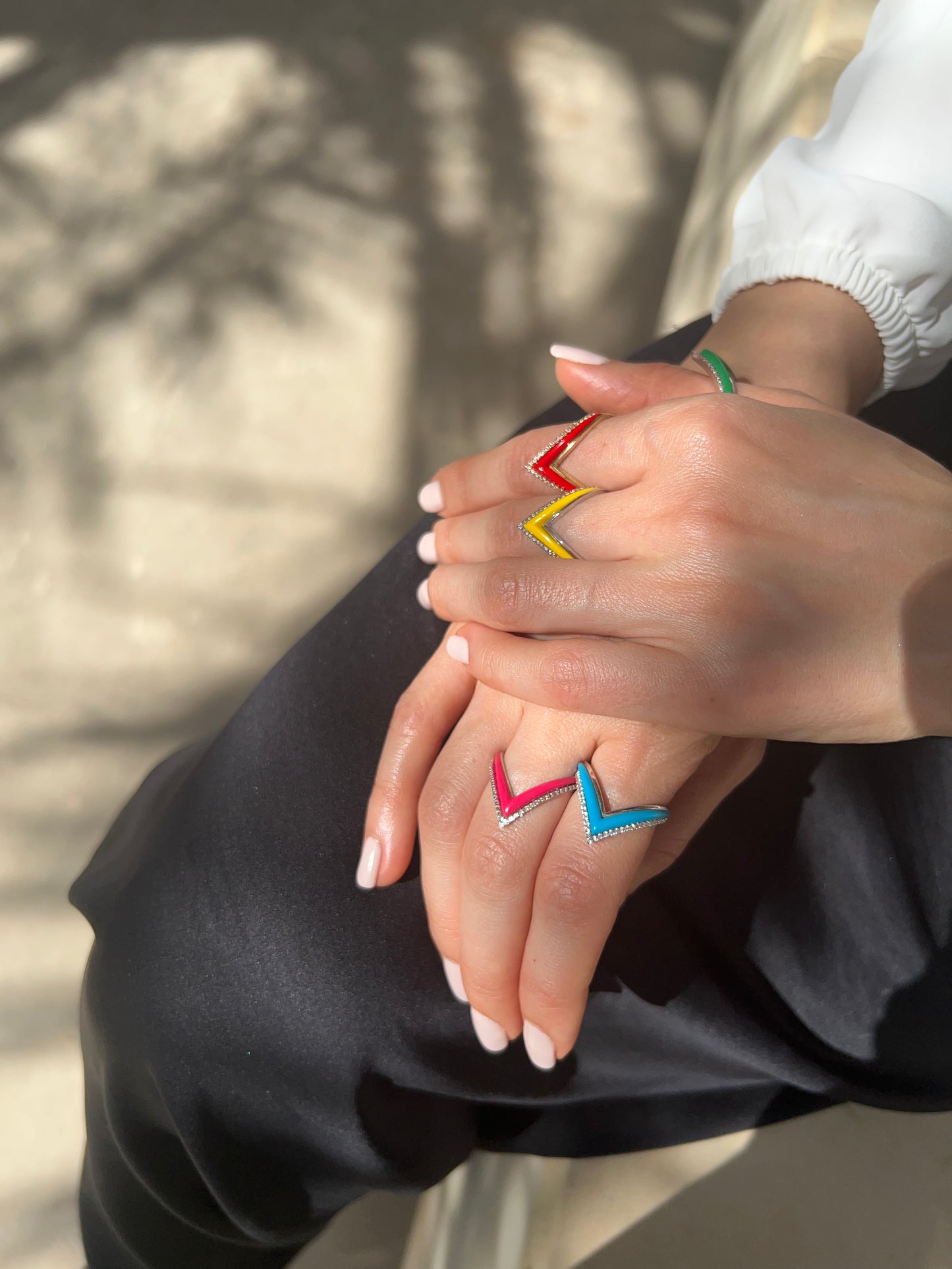 Colored Enamel Chevron Ring