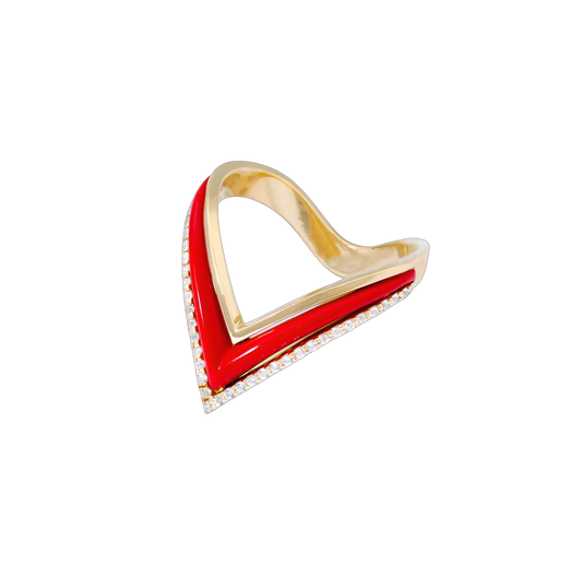 Colored Enamel Chevron Ring